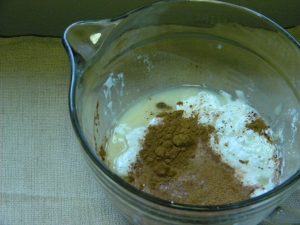 Ingredients in a bowl for Baked Oatmeal Recipe